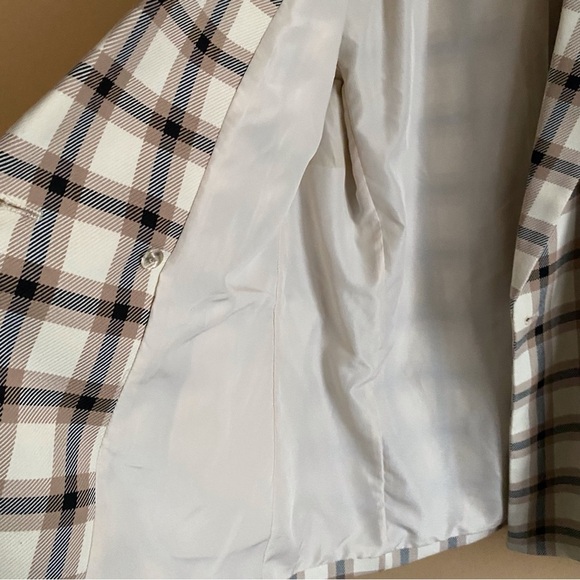 H&M Double Breasted Blazer Woman Large Plaid Boxy Oversized Lined Preppy Office - Picture 8 of 15